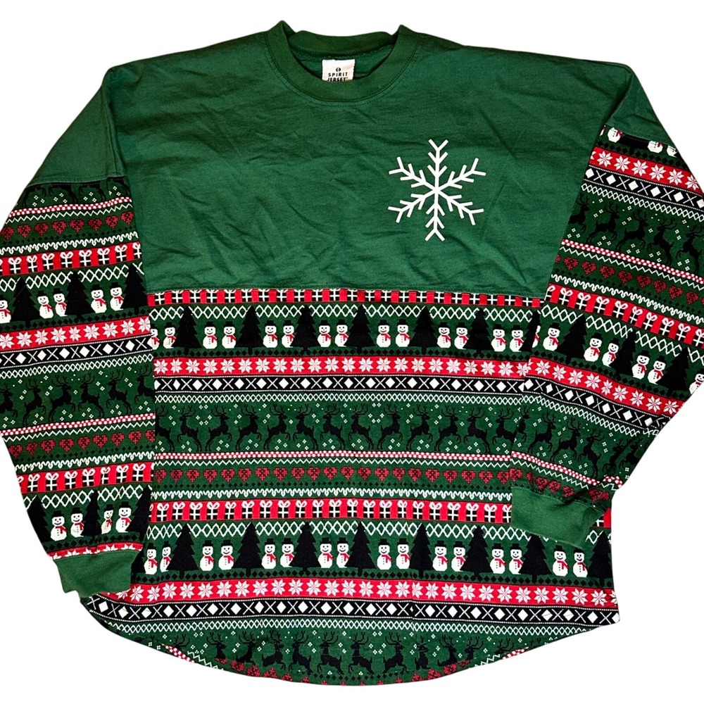 Spirit Jersey Merry Christmas‎ Fair Isle Long Sleeve Green Holiday Adult Medium